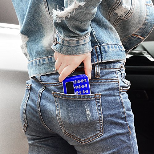 LEFON 充電式 多機能 AM FMポケットラジオ 高感度 USB.microSDカード対応 MP3プレーヤー LEDライト 非常用 小型で軽量 携帯ラジオ (ブルー)