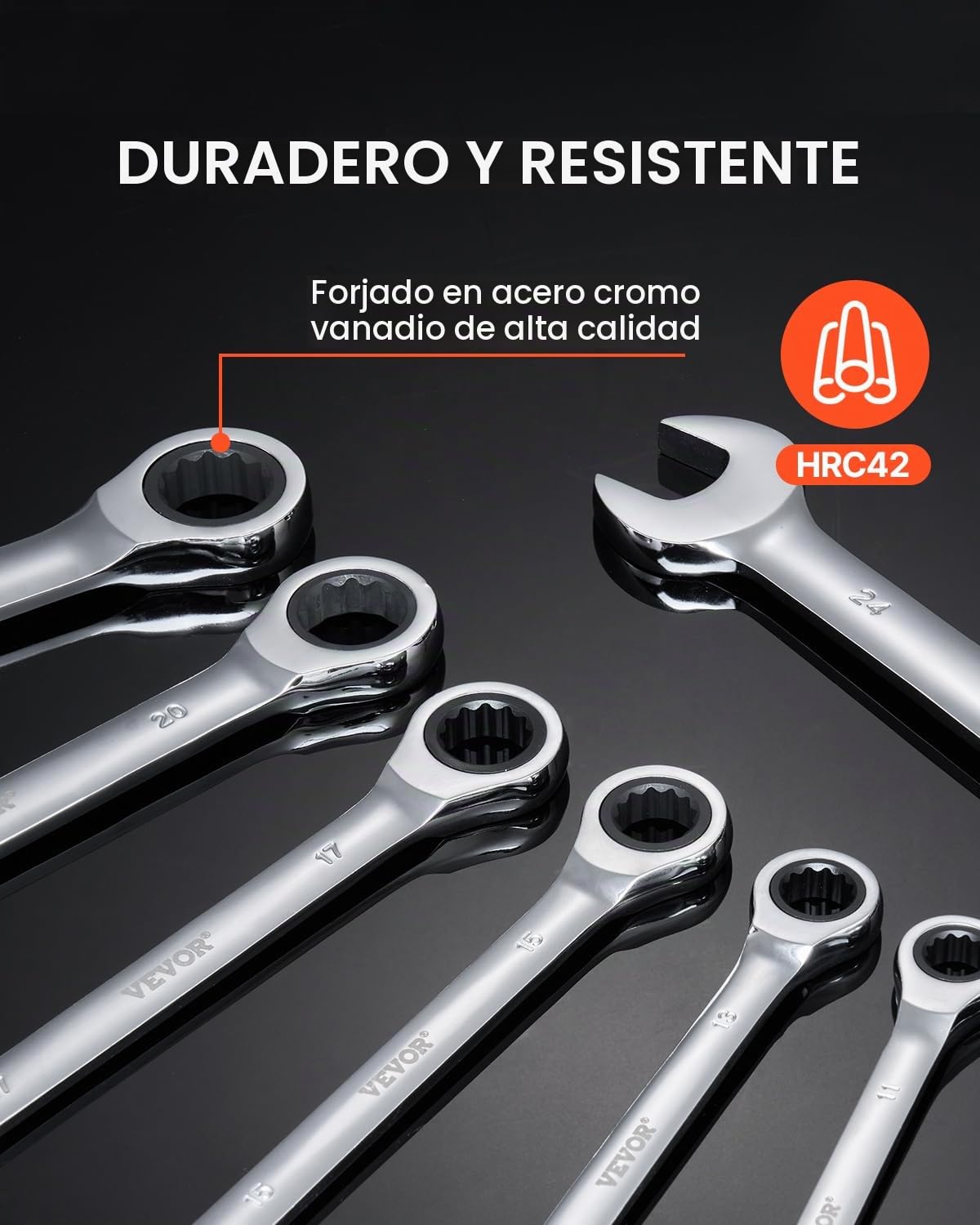 VEVOR 30 PCS Juego de Llaves Combinadas, Juego de Llaves de Trinquete con Estante Organizador, Juego de Llaves Mediano SAE de 1/4" a 1" y Métricas de 8 mm a 24 mm para Reparaciones de Automóviles