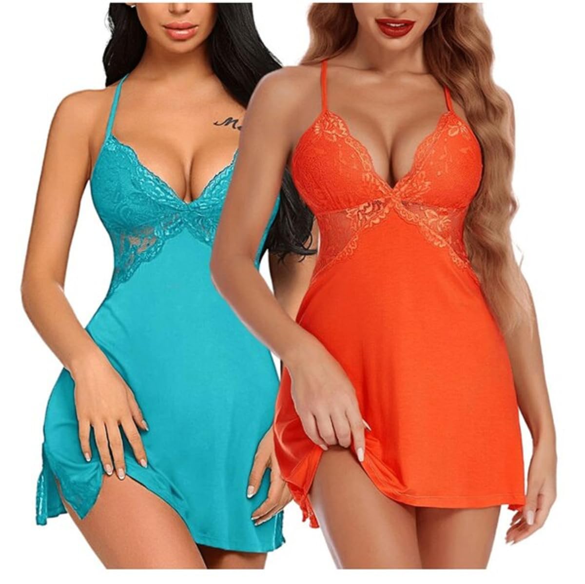 SKMODEL STYLISH Baby Doll Dress Orange