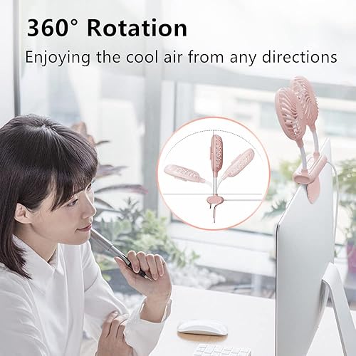 Miniatura 2 de Ventilador de monitor, ventilador de escritorio THRRLY con 2 cabezales de ventilador, 3 velocidades, ventilador de escritorio de oficina giratorio