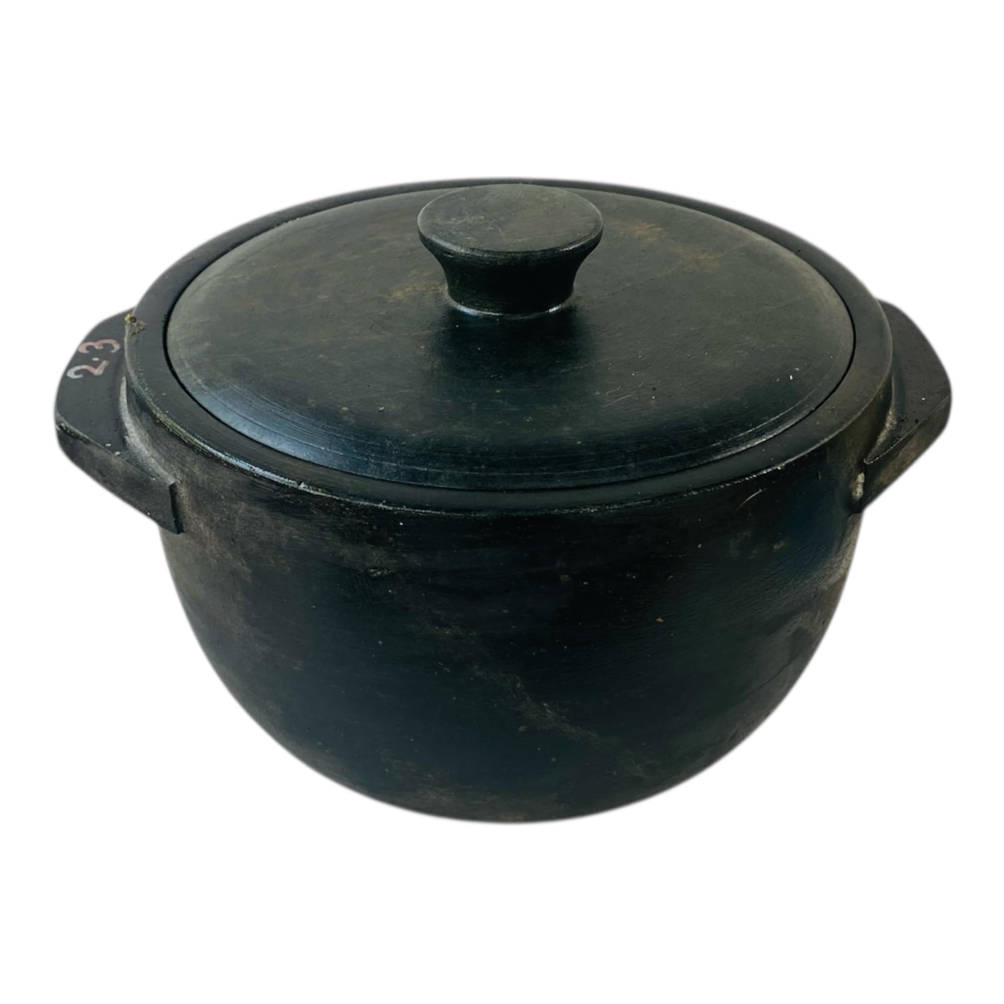 Traditional Soapstone Kalchatti/Kal chatti/Cooking Pot/Cookware with Lid (1.9-2.0 L) Treated/Seasaned ..-image-10
