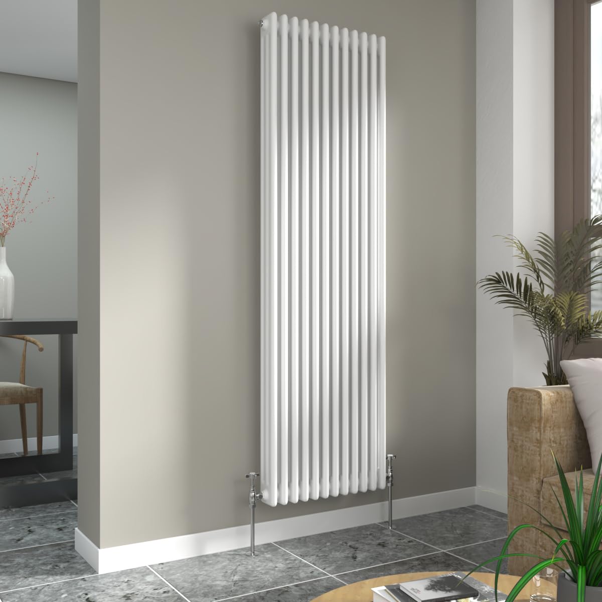 Warmehaus White Traditional 3 Column Vertical Radiator 1800X560mm