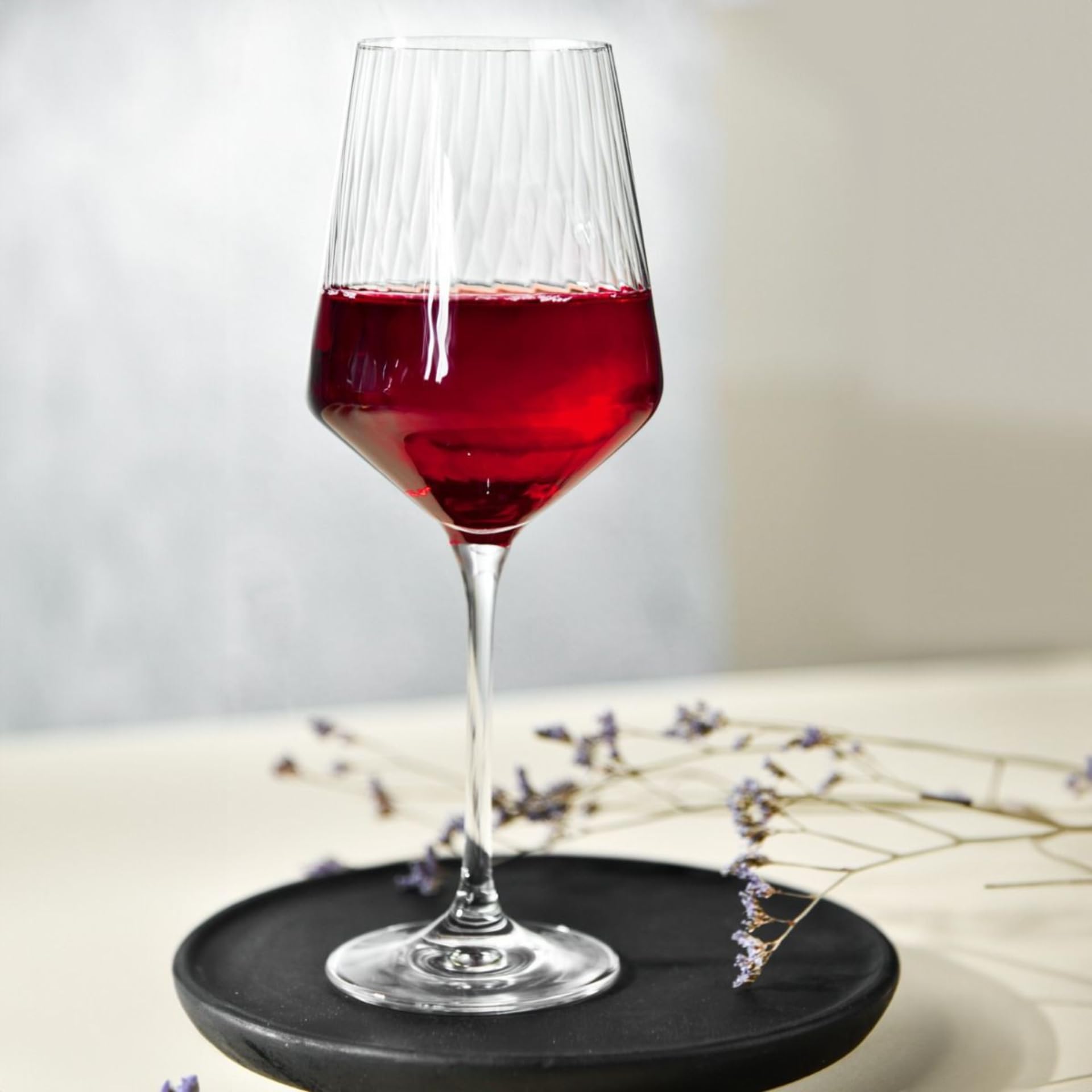KROSNO Kieliszki do Białego Wina Avant-Garde LUMI, Zestaw 4 x 450 ml | Szkło Kryształowe Bezołowiowe, zdobienie optyczne, do chardonnay, win musujących i koktajli, zmywarka
