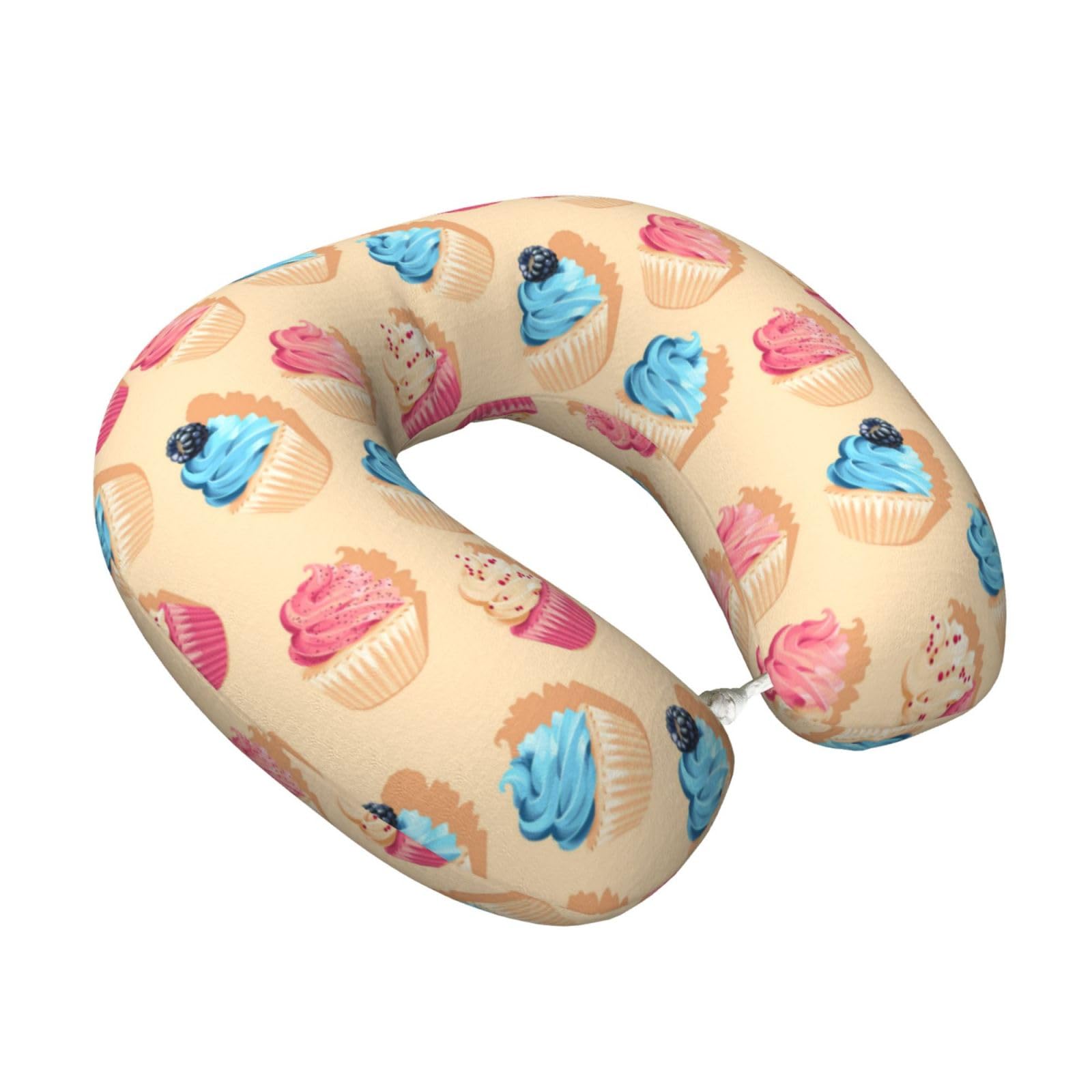 LKYMOH Cupcakes, Travel Neck Pillow U-Shaped Memory Neck Support Soft Comfortable With Washable Cover For Airplane Car Traveling and Office