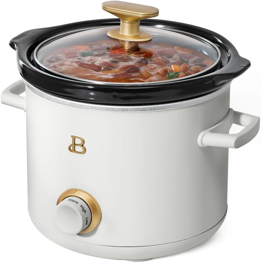 Beautiful 2 Pack Slow Cooker Crock Set- 2 Quart, with 2-Pack Scrub, White Icing and Starry Blue, Bundle