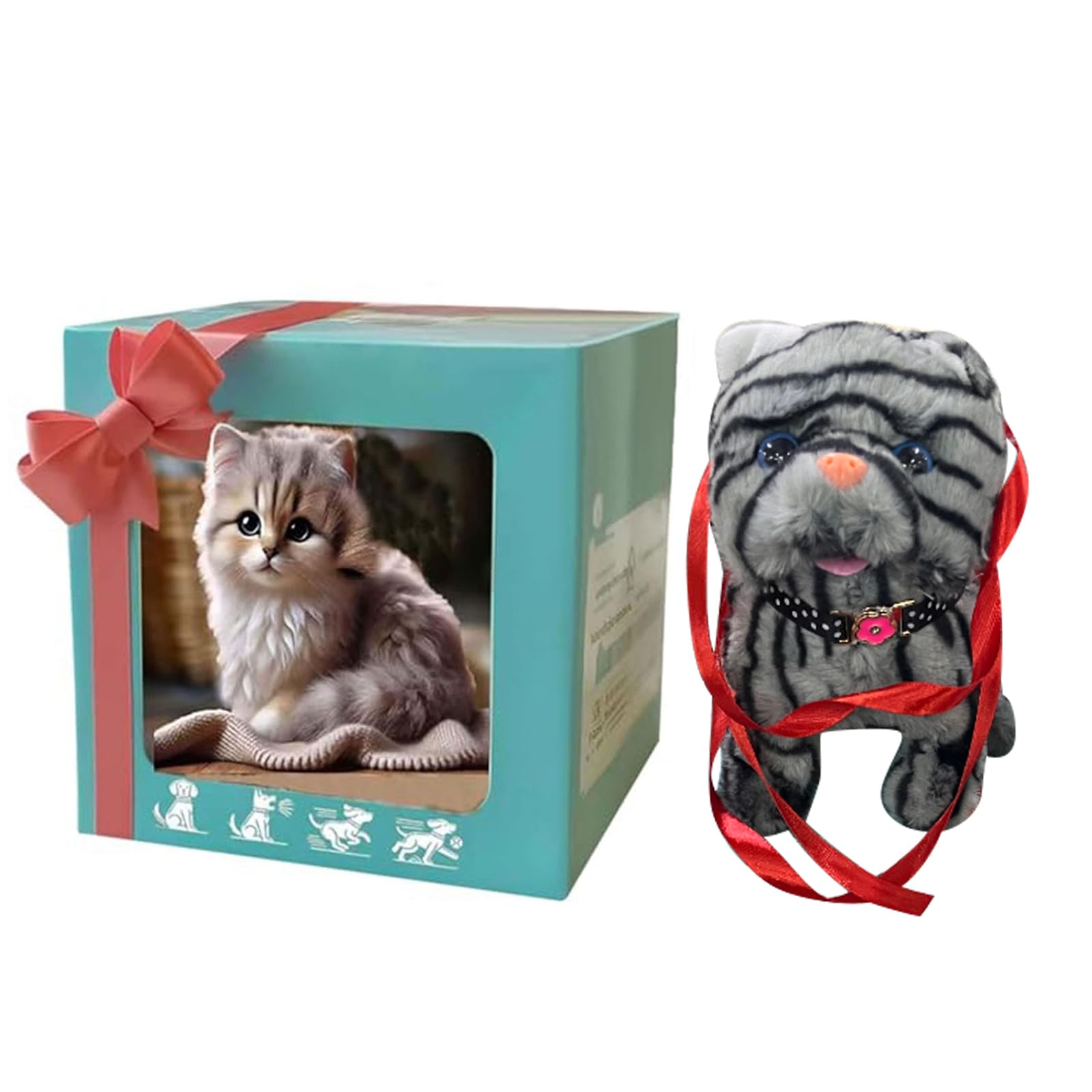 Veltros Intelligent Furry Robot Cats Doll with Walking Barking Tail Wagging Simulation Movement Design for Baby Comforting Robotic Cats Plush Toy