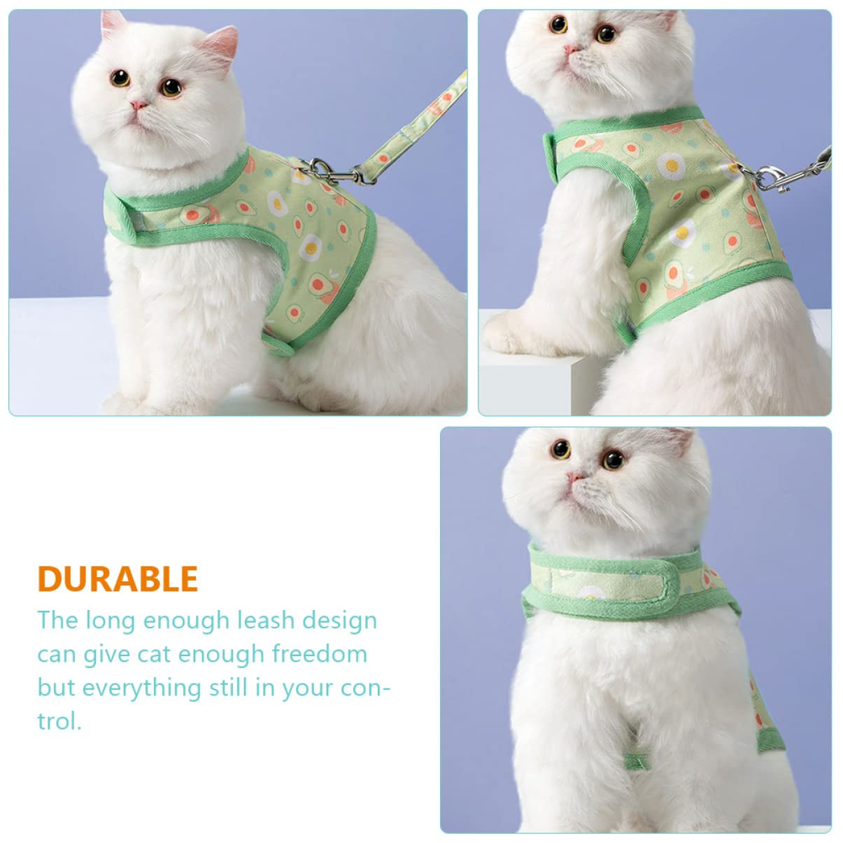 Happyyami 4juegos Arnés y Correa para Gato con Diseño De Aguacate Arnés y Transpirable para Cachorros y Gatitos para Paseos Al Aire y Entrenamiento Mediano