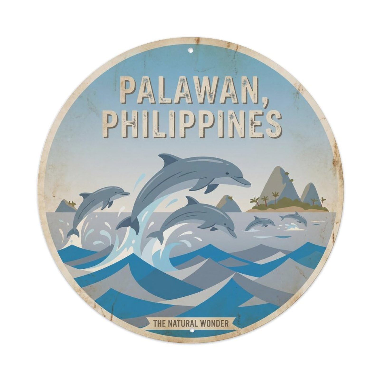 Palawan Dolphin Marine Wildlife Reef Adventure Metal Tin Sign