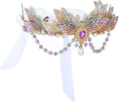 Fashey Fairy Crowns and Tiaras Purple Butterfly Elf Costume Sparkly Rhinestone Headpieces Festival Rave Costume Hair Accessories for Women