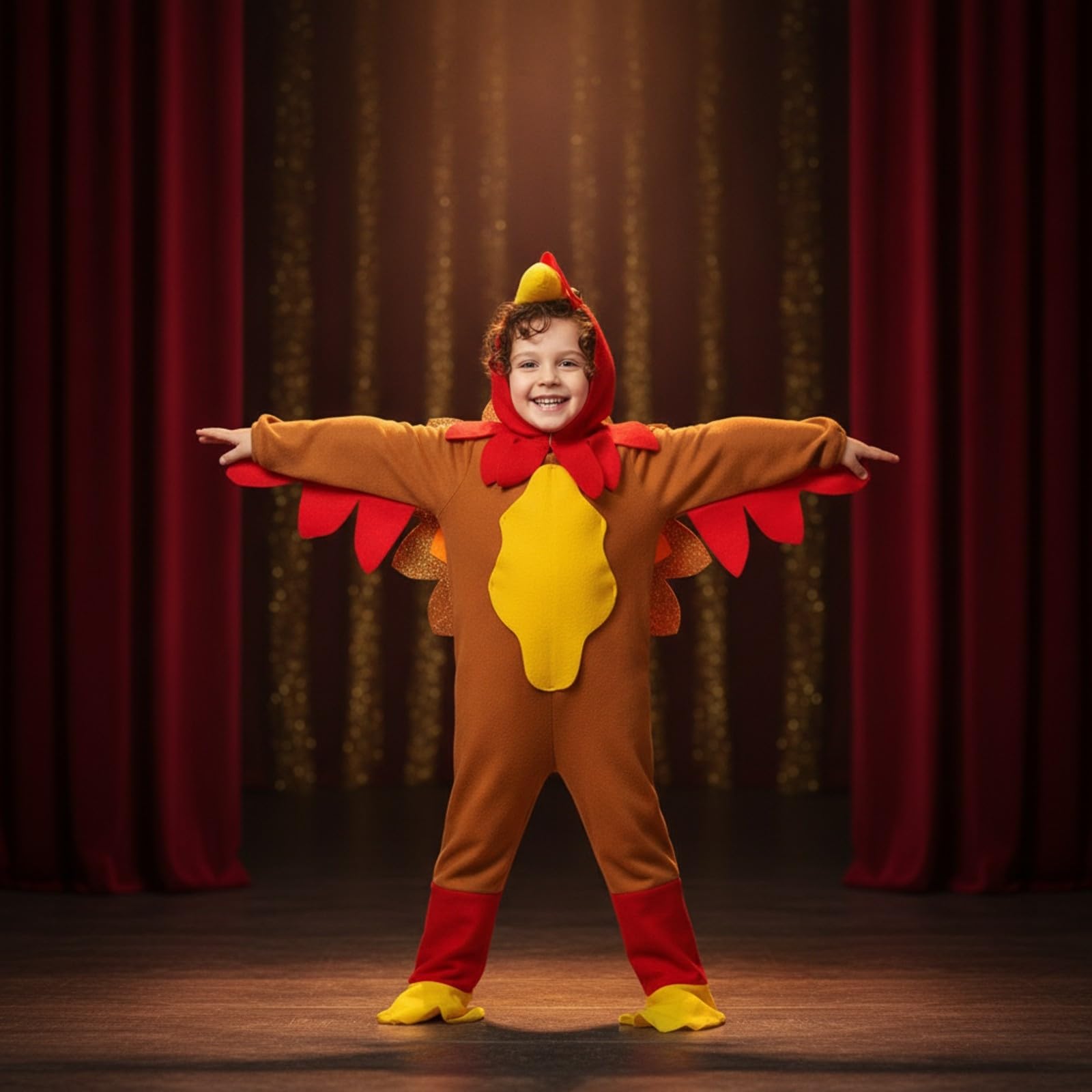 Costume Personaggio Pennuto Copertura Completa Tuta da Pennuto con Cappuccio Leggero Vestito di Carnevale per Recite Scolastiche
