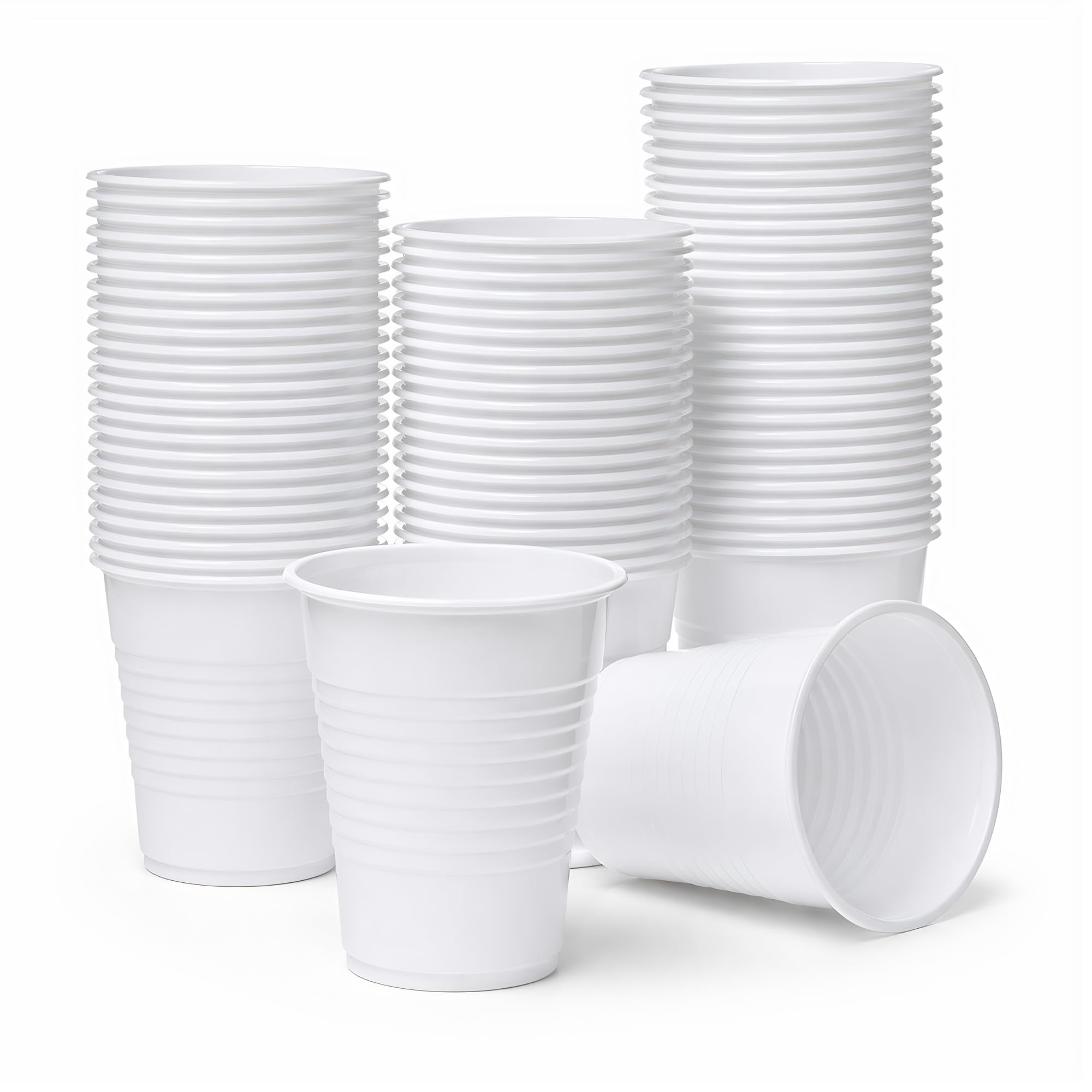 Ayn Al Madina 7oz Reusable Plastic Water Cups – White Drinking Cups for Parties, Office & Catering – Strong, Leakproof, BPA-Free – Ideal for Water, Juice & Cold Drinks (200, White) — image 1