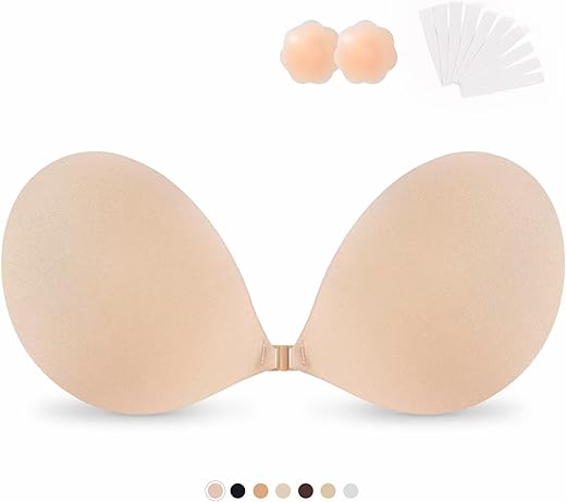 TNR Sticky Bras Push Up Adhesive Invisible Bra Backless Strapless Bra for Women Nude