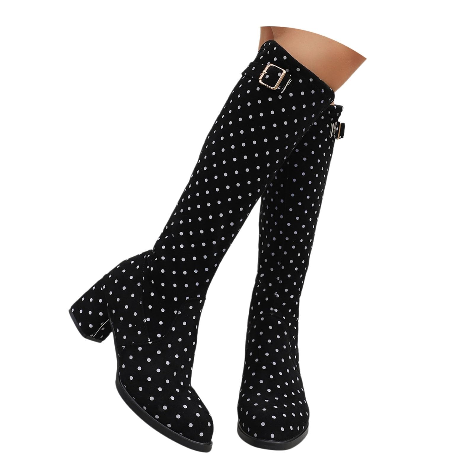 Eleganti Stivali Al Ginocchio Con Stampa A Pois Boots Chelsea Da Donna