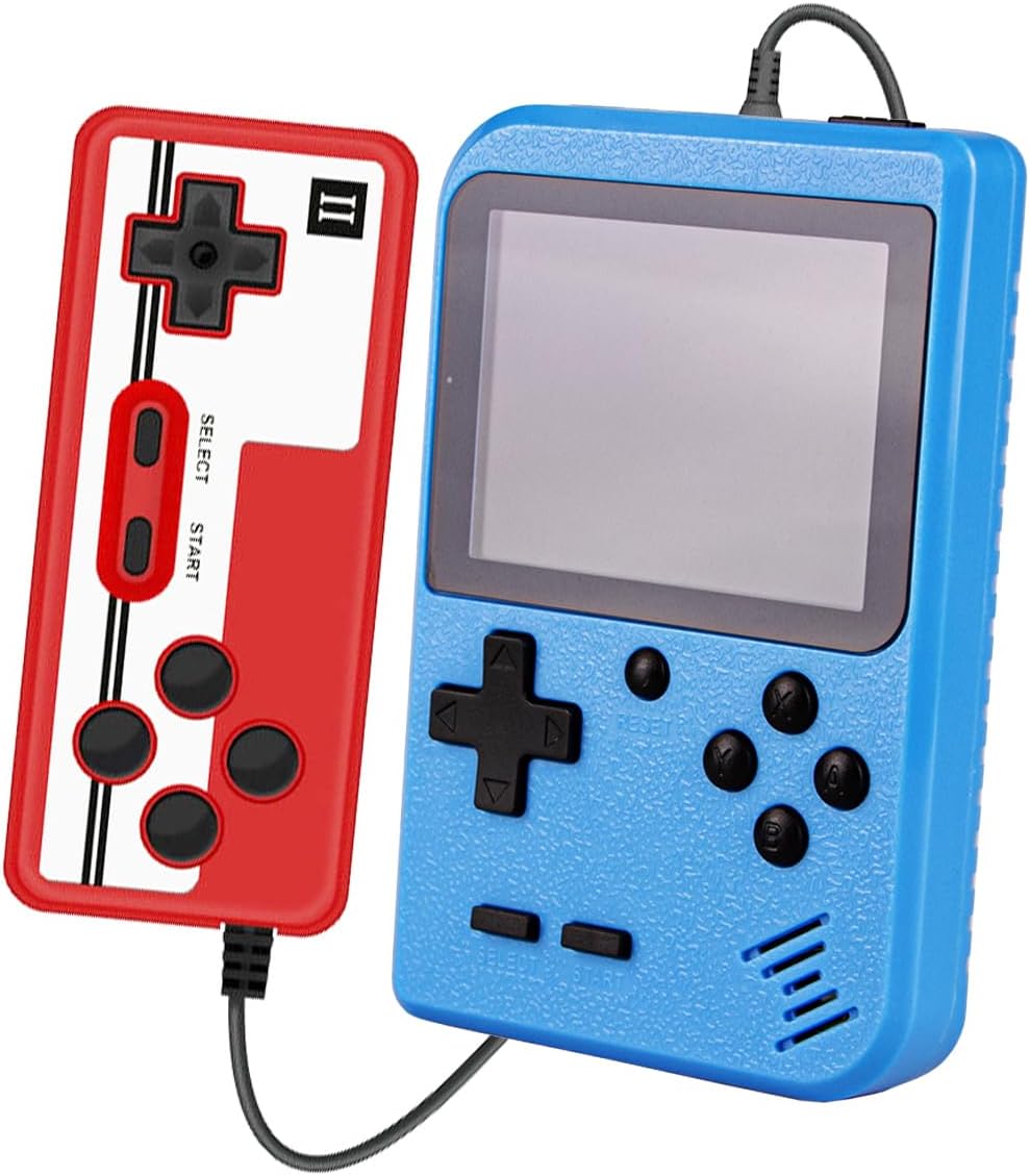 Handheld Game Console Retro Mini Game Player with 400 Classical FC Games Supporting 2 Players & TV Connection , Presents Birthday (Game console Blue)