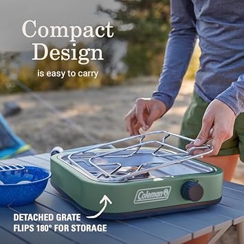 Coleman Cascade 18 1-Burner Camping Stove, Portable Cooktop, 8000 BTUs