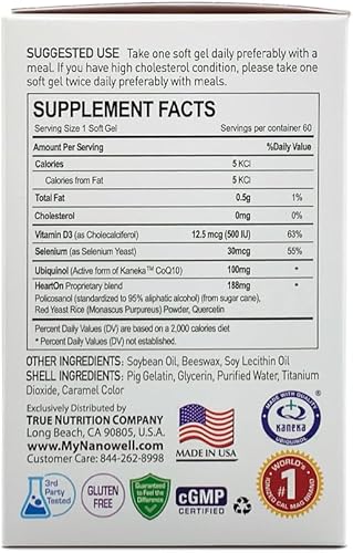 Miniatura 3 de HeartOn Active CoQ10 Ubiquinol 100 Plus Suplemento de salud cardíaca  60 cápsulas blandas x 2 cajas durante 4 meses (120 unidades)