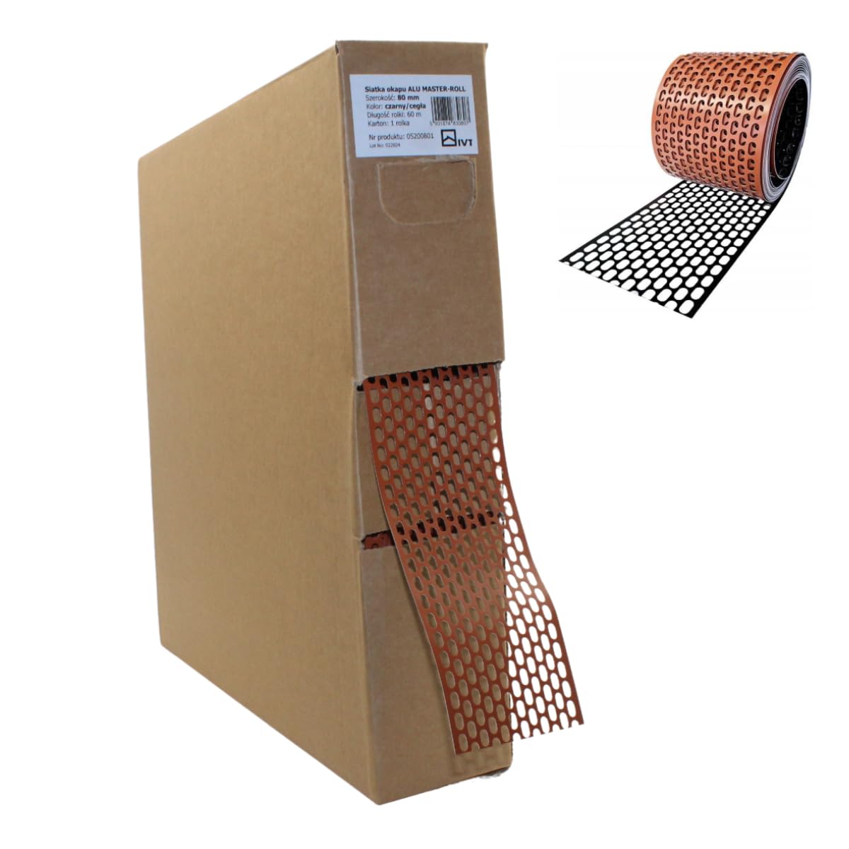 60lfm Aluminium Traufgitter Ziegelrot/Schwarz beidseitig lackiert ALU Vogelschutzgitter Schutzgitter Lüftungsgitter Lüftungsband (100,0mm breit)