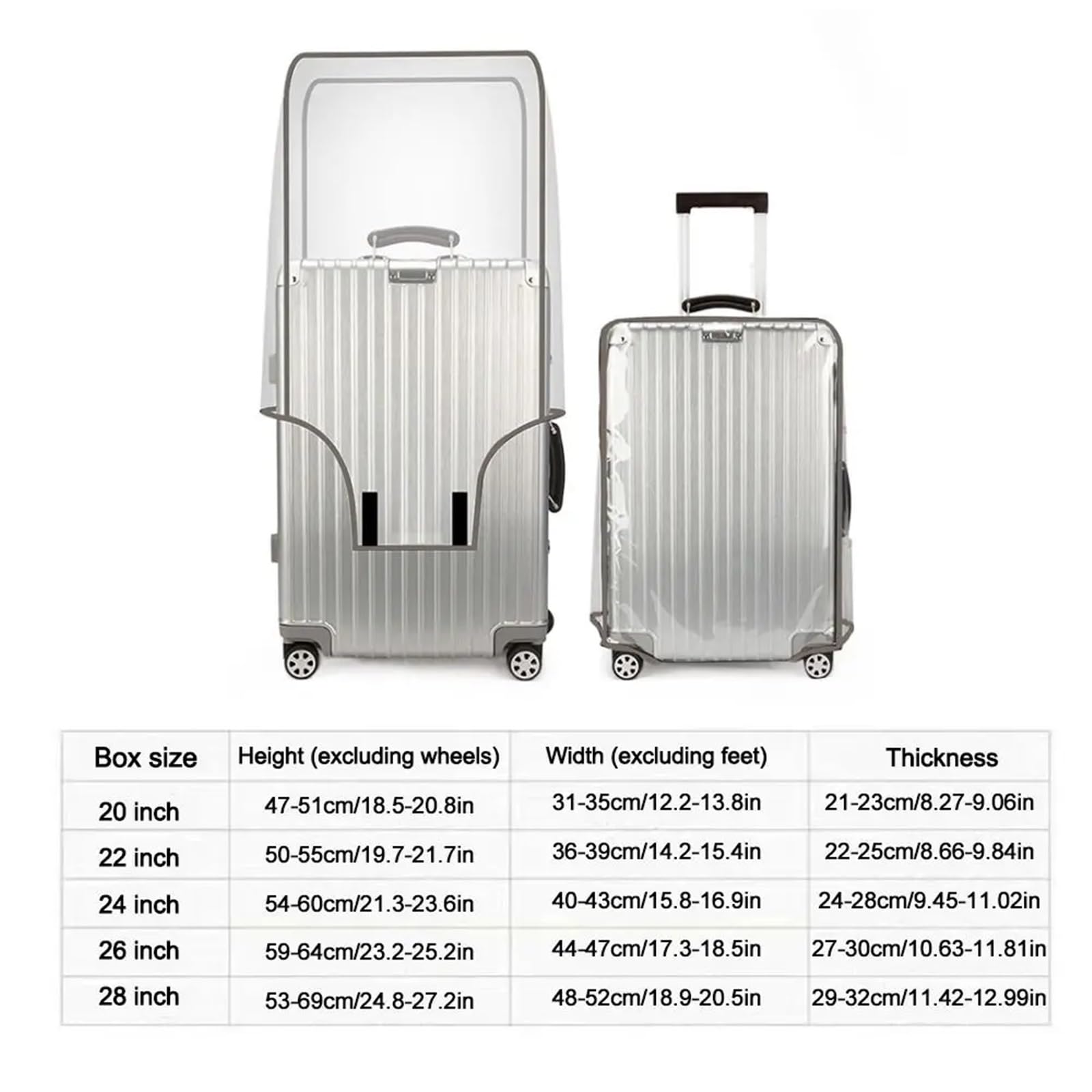 Funda Transparente for Equipaje de Viaje, Fundas Protectoras Impermeables for, a Prueba Polvo for Maleta 16-30 Pulgadas, 2 uds para Maletas(18Inch)