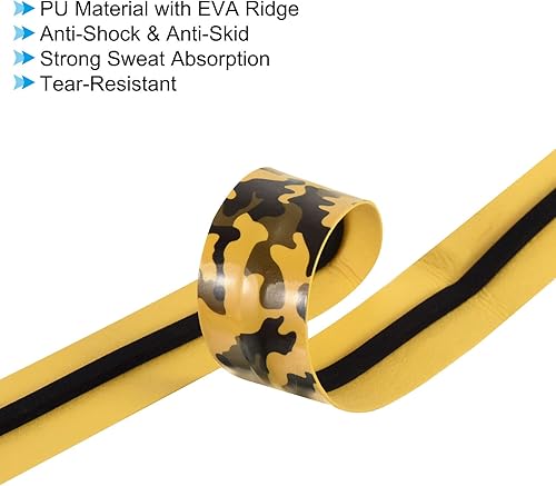 Miniatura 3 de PATIKIL Agarre de raqueta con crestas de amortiguación, cinta de agarre de poliuretano, antideslizante, absorbente, patrón de camuflaje para caña de