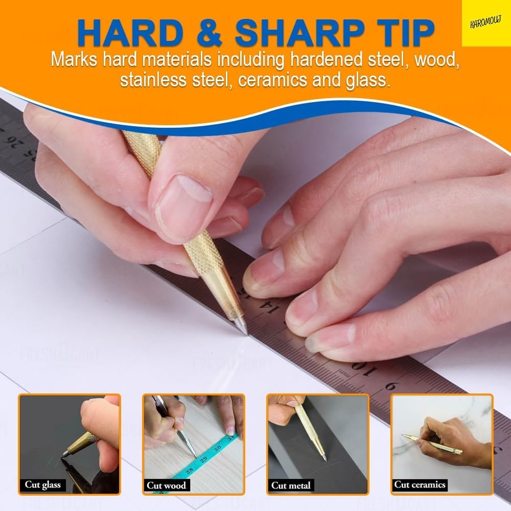 WROPZO Ceramic Tile Cutter Pen Engraved Pen Carbide Marking Pin Roller Glass Cutter with Handle for Tile,Glass,Ceramics,Metal (Multicolor, Set of 2) 4
