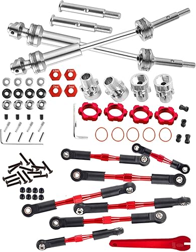 RC Upgrades Part para 110 Slash 2WDStampede 2WDRustler 2WDBandit 2WD, eje de transmisión RC CVD ejes y tensores de aleación Camber Links, rojo