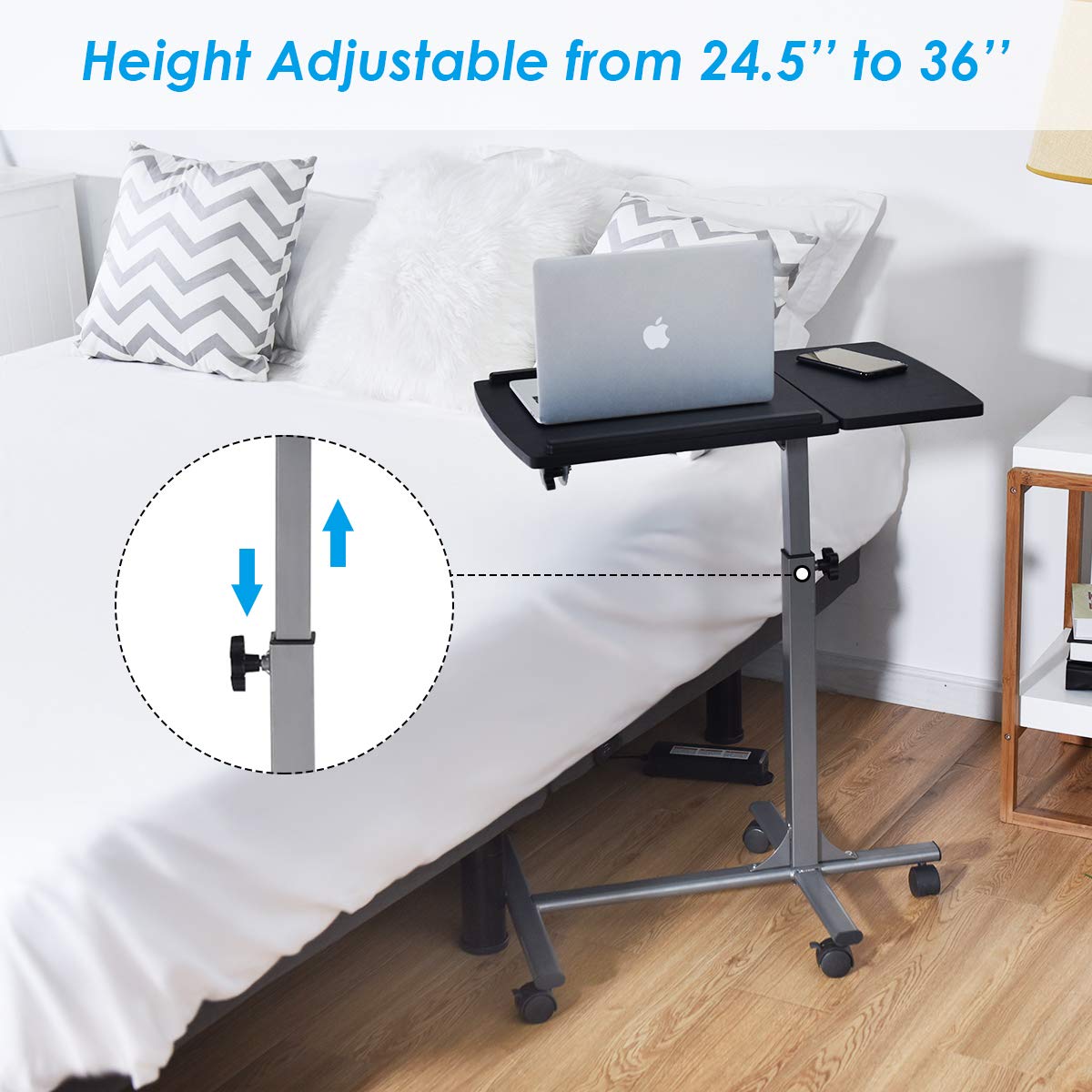 Buy Tangkula Rolling Laptop Desk Cart, Mobile Laptop Stand with Tilting