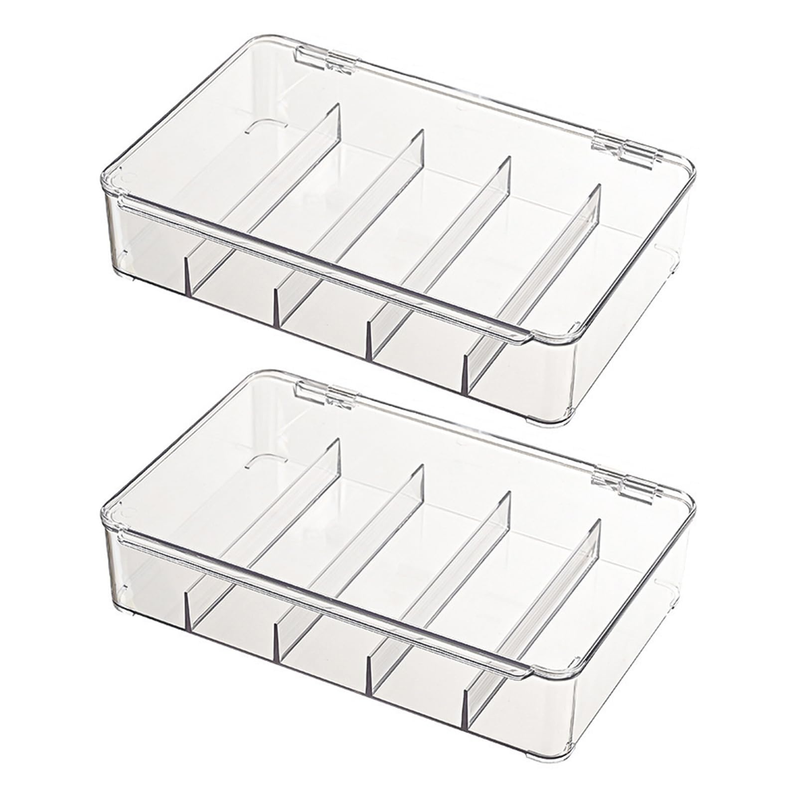 Glifora 5 Compartments Glasses Storage Box - Transparent Design Dustproof Organiser for Sunglasses, Eyewear and Small Items, Desktop Storage Box