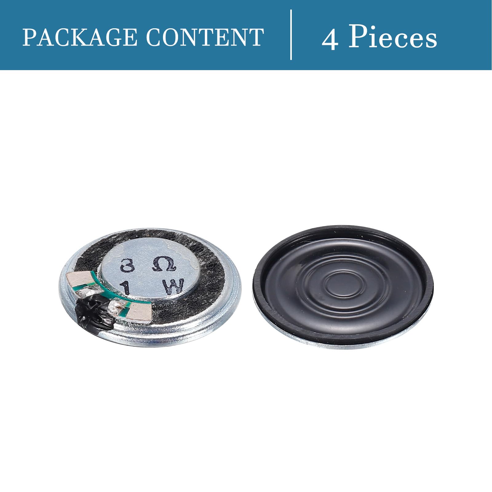 QUARKZMAN 8 Ohm 1W 2 Broche Ronde Interne Aimant Haut-Parleur x 4pcs Métal Coque pour Maison Audio-Visuel Appareils [ Métal, Plastique