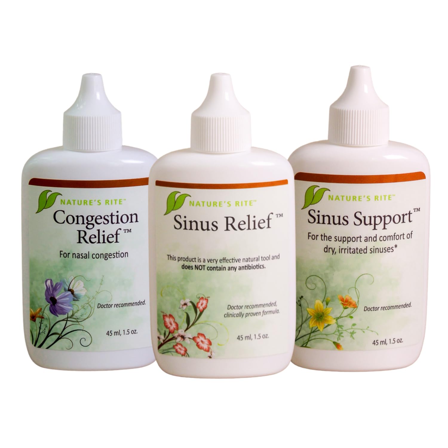 Natures Rite Sinus Trilogy™, 3 Bottle Package, 1.5 oz. (45 mL) Each – Portable, All-Natural Sinus Spray – Non-Addictive Relief for Allergy & Pollution Irritation – Moisturizes & Soothes Sinus Tissue