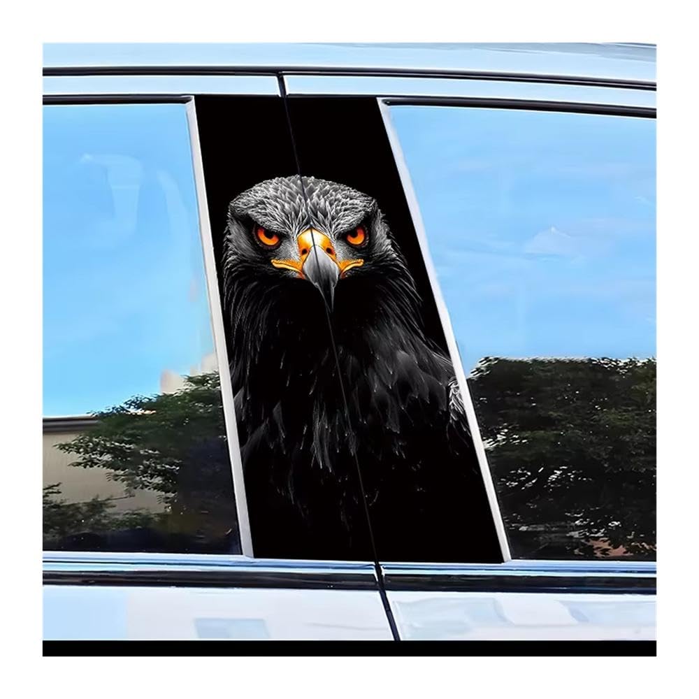 2 Pieces of Car B-Pillar Stickers Eagle Head Polyethylene Protective Film