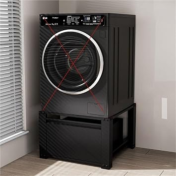 Cold-rolled Steel Laundry Pedestal, Washer and Dryer Pedestals with A Large Drawer, Washing Machine Pedestal with Adjustable Foot Pad, Universal Fit Anti-Vibration Washing Machine StandBlack