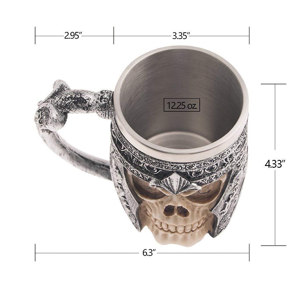Vaso De Acero Inoxidable Con Diseño De Calavera Vintage - Para Fiestas, Decoración O Beber, 16.5x7.2 Cm