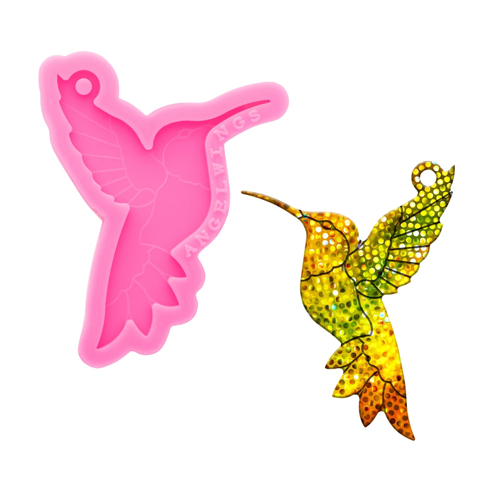 Angel Wings Super Glossy Lovely Hummingbird Style Silicone Mold Resin Keychain Mold Jewelry Epoxy Mould Crafting Keychain Resin Jewelry Making Silicone Mold