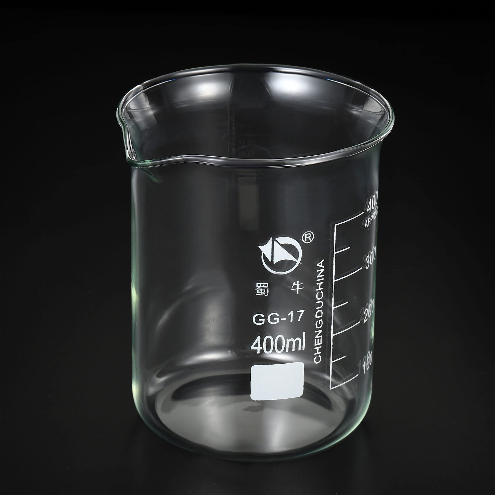 PATIKIL 400ml Bassa Forma Vetro Bicchiere, 3.3 Borosilicato Vetro Graduato Stampato Scale Misurini Tazze con Beccuccio per Cucina laboratorio liquidi