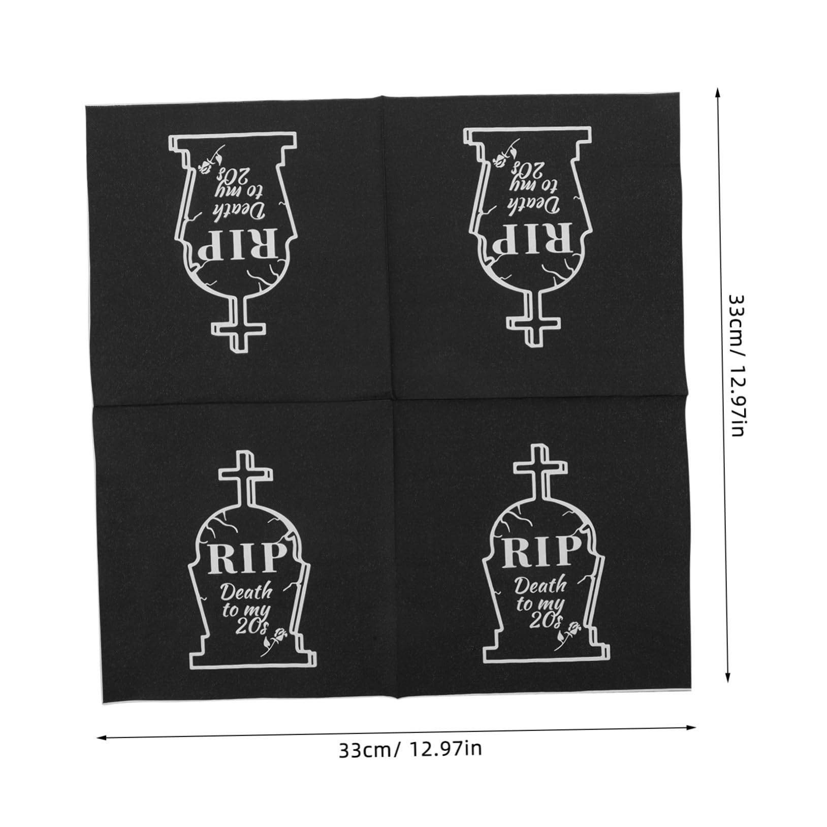 TOYANDONA 20 Pezzi Tovaglioli di Carta Neri Tema Halloween Death To My Tovaglioli Assorbenti Usa e Getta per Feste di Compleanno e Party Decorativi