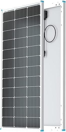 Renogy Solar Panel 100 Watt 12 Volt, High-Efficiency Monocrystalline PV Module Power Charger for RV Marine Rooftop Farm Battery and Other Off-Grid Applications, RNG-100D-SS, Single 100W