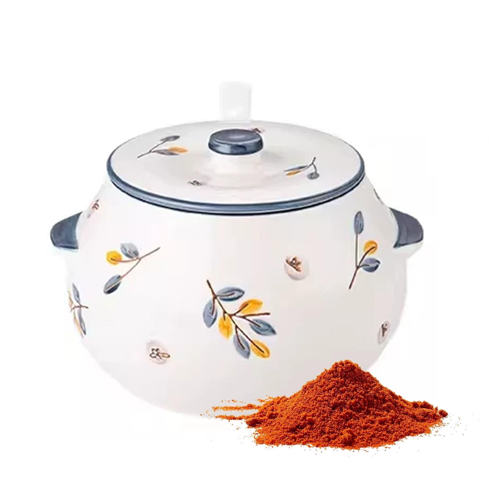 Ceramiczny pojemnik na sól z pokrywką i łyżką, słoik na przyprawy do kuchni