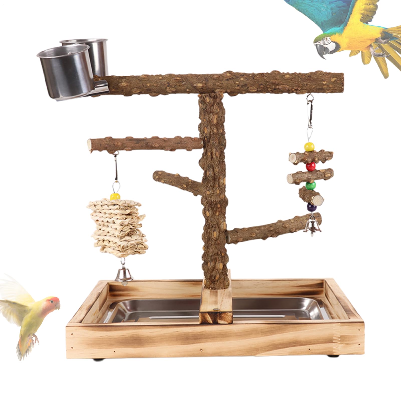 Bird Playground Parrot Play Stand, Activity Center | Fitnessstudio Barsch für Vögel aus Holz mit Leiter, Swing, Spielstation für Vögel, Plattform Spielzeug Conuci