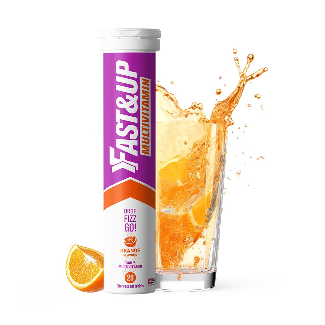 Fast&Up Multivitamin – Complete Multivitamin Supplement – All Day Energy – 20 Effervescent Tablets – Supports Immune System – Orange