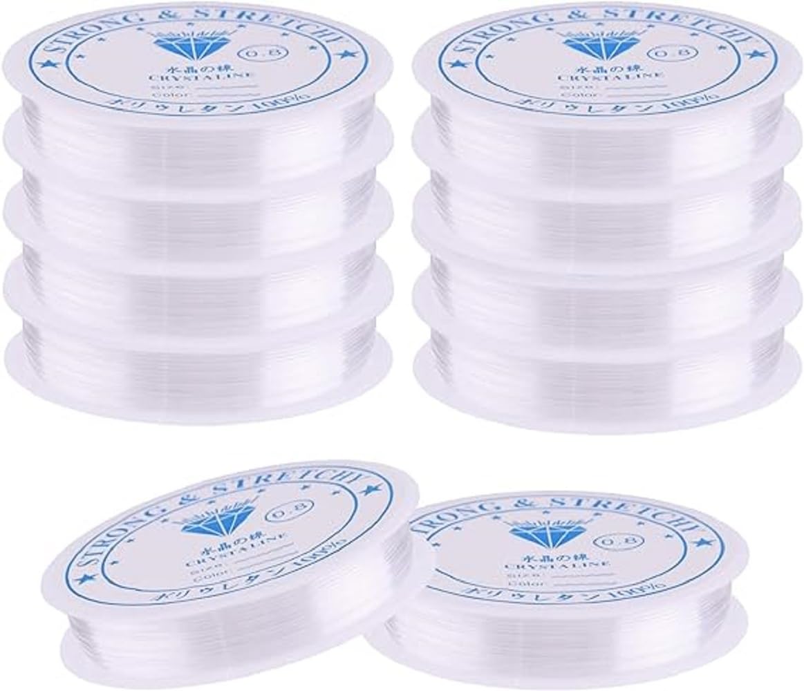 Luxansa 4 Rolls Elastic String for Bracelets, 0.8mm Elastic Bracelet String Crystal String Stretch Bead Cord for DIY Jewelry Making and Bracelet Making (0.8 mm)