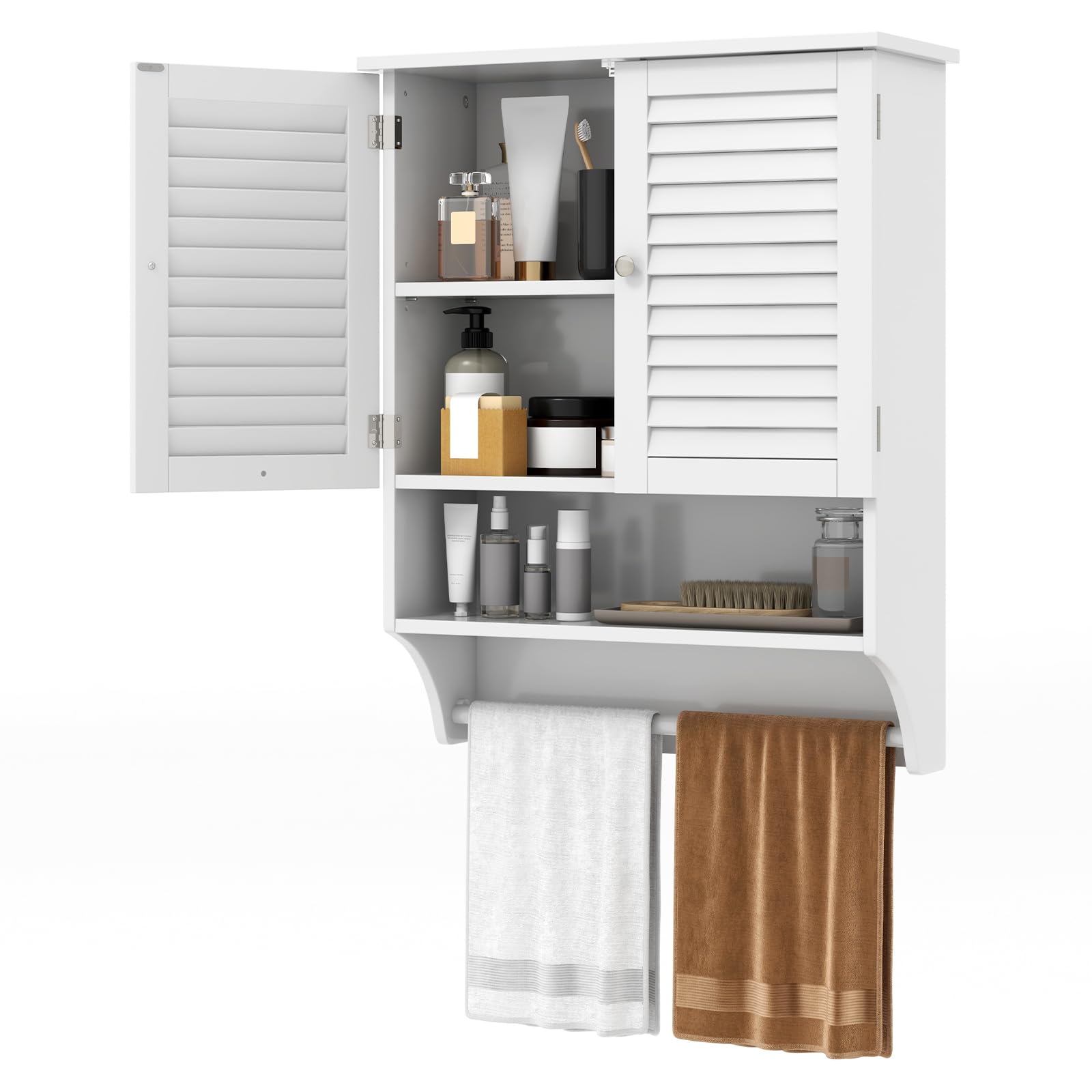 Multigot Bathroom Wall Cabinet (With Open Shelf, White)
