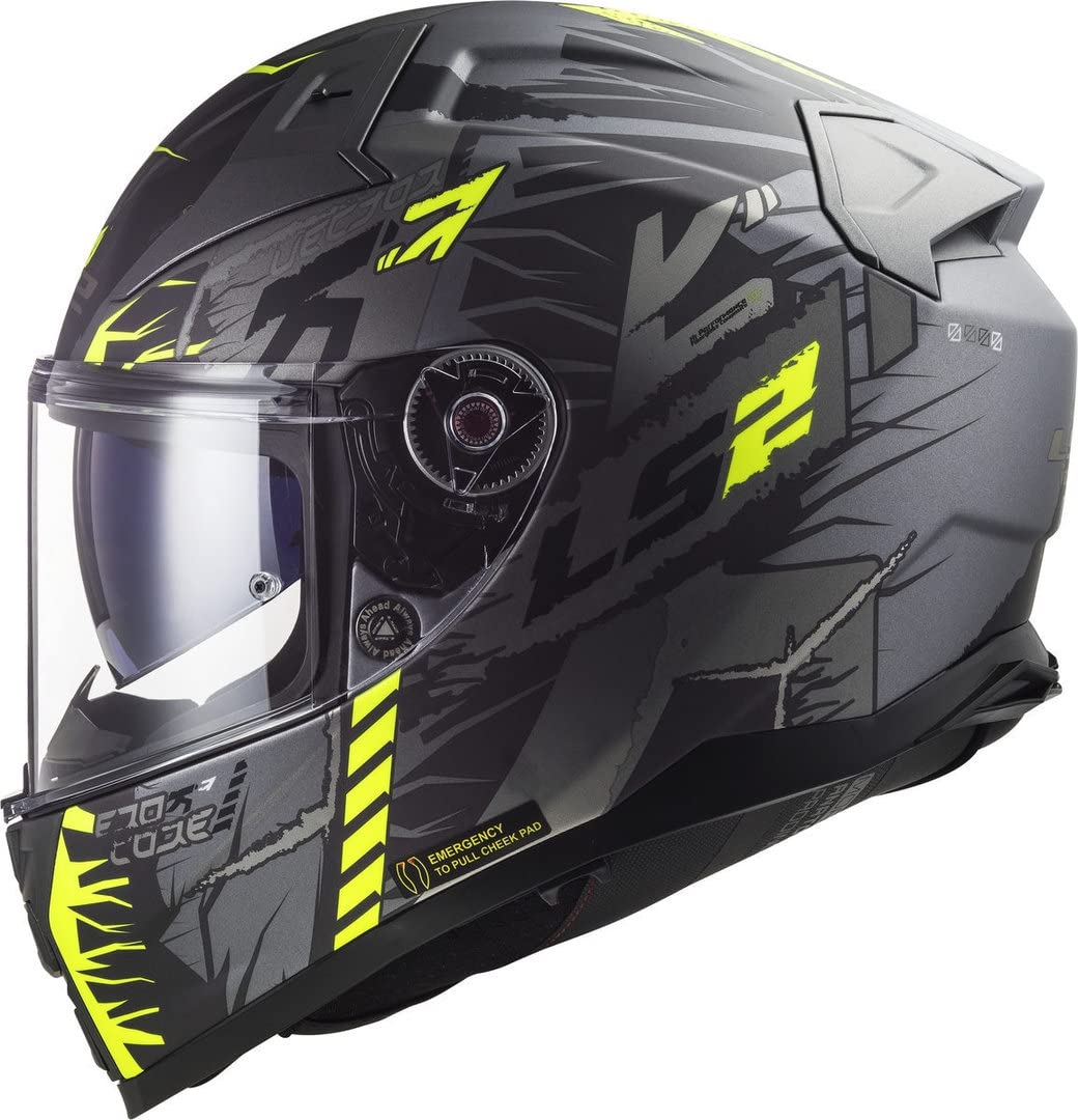 LS2, kask motocyklowy Vector II Techbot, tytanowy żółty XXS