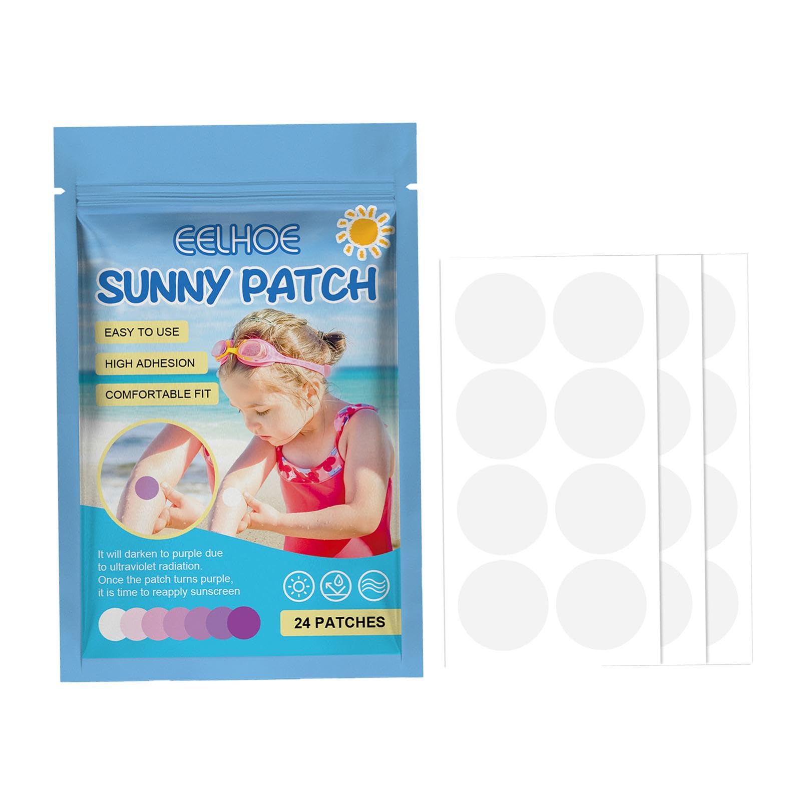 24x Sun Patch Skincare Detecting Stickers for Picnics Hiking Sun Exposuresunscreen Sun Protection Health-image-47