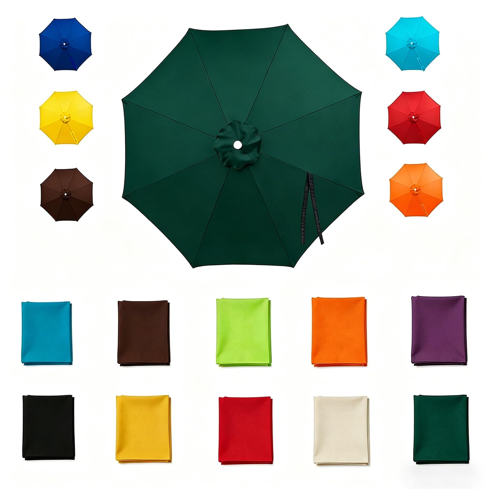 Garden parasol replacement canopy 6 Ribs/8 Ribs 6.5Ft 7.5FT 9FT 11FT 13FT Waterproof UV Protective Outdoor Sunshade Cover for Garden Deck Backyard Pool (Canopy Only) Top Color 4.0m/13Ft-8Ribs