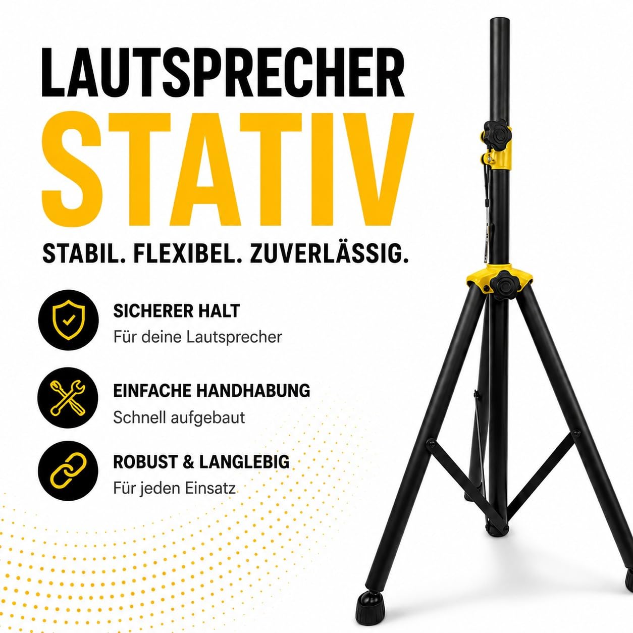 Premium X 2er Set Lautsprecherstativ 105-165 cm, 2X Boxenstativ aus Stahl bis 50 kg, höhenverstellbares PA Stativ mit 35 mm Aufnahme, Sicherungspin & rutschfesten Kugelgelenk-Füßen