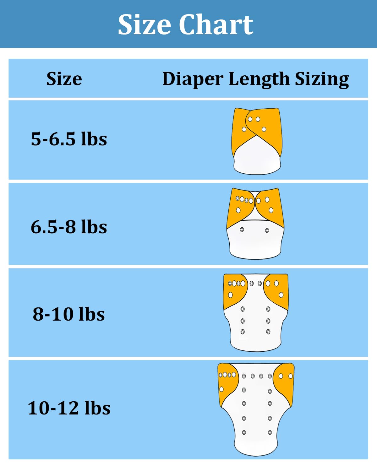 babygoal Pannolini in stoffa per neonati, confezione da 13 pezzi, da 2,3 a 5,4 kg, confezione da 6 con 6 inserti e borsa bagnata, riutilizzabili, lavabili e impermeabili, 6SFB01-SMB-B