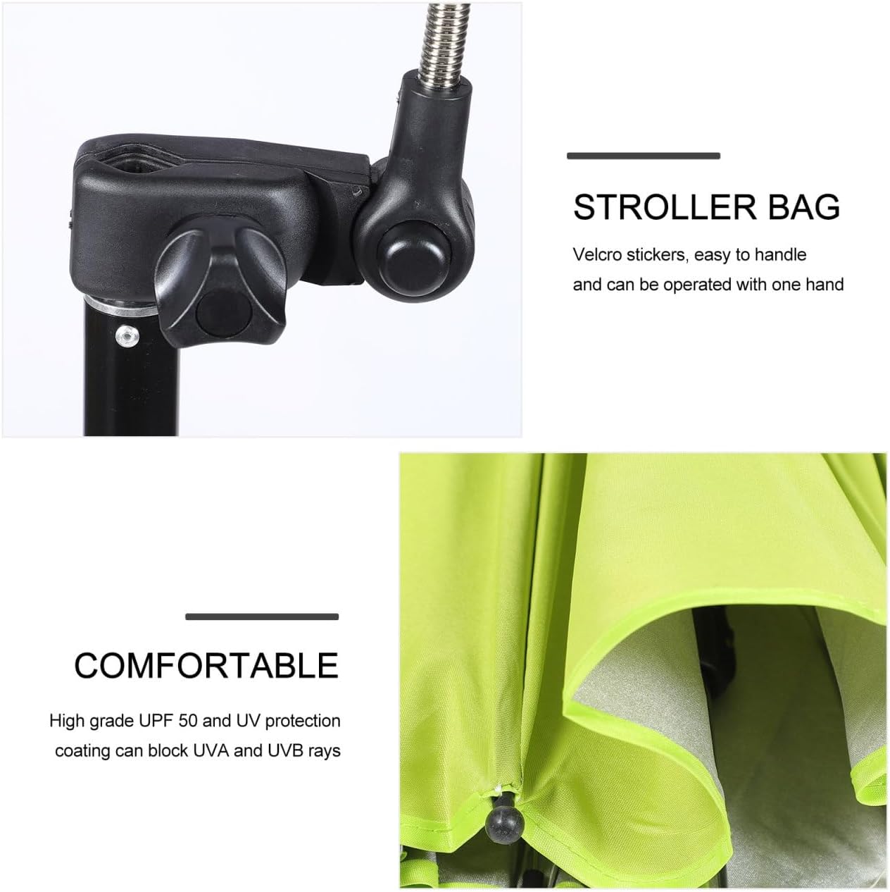 Ster Clip Umbrella with Clamp UV Protection Parasol for Push Chairs Water Resistant Sun Shade for Fits