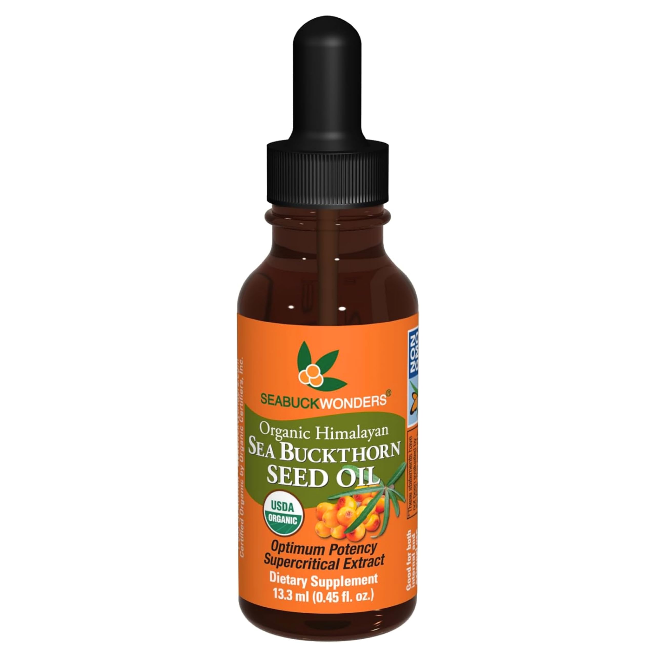 SeabuckWonders Sea Buckthorn Seed Oil, Certified 100% Organic, 0.45 FL OZ