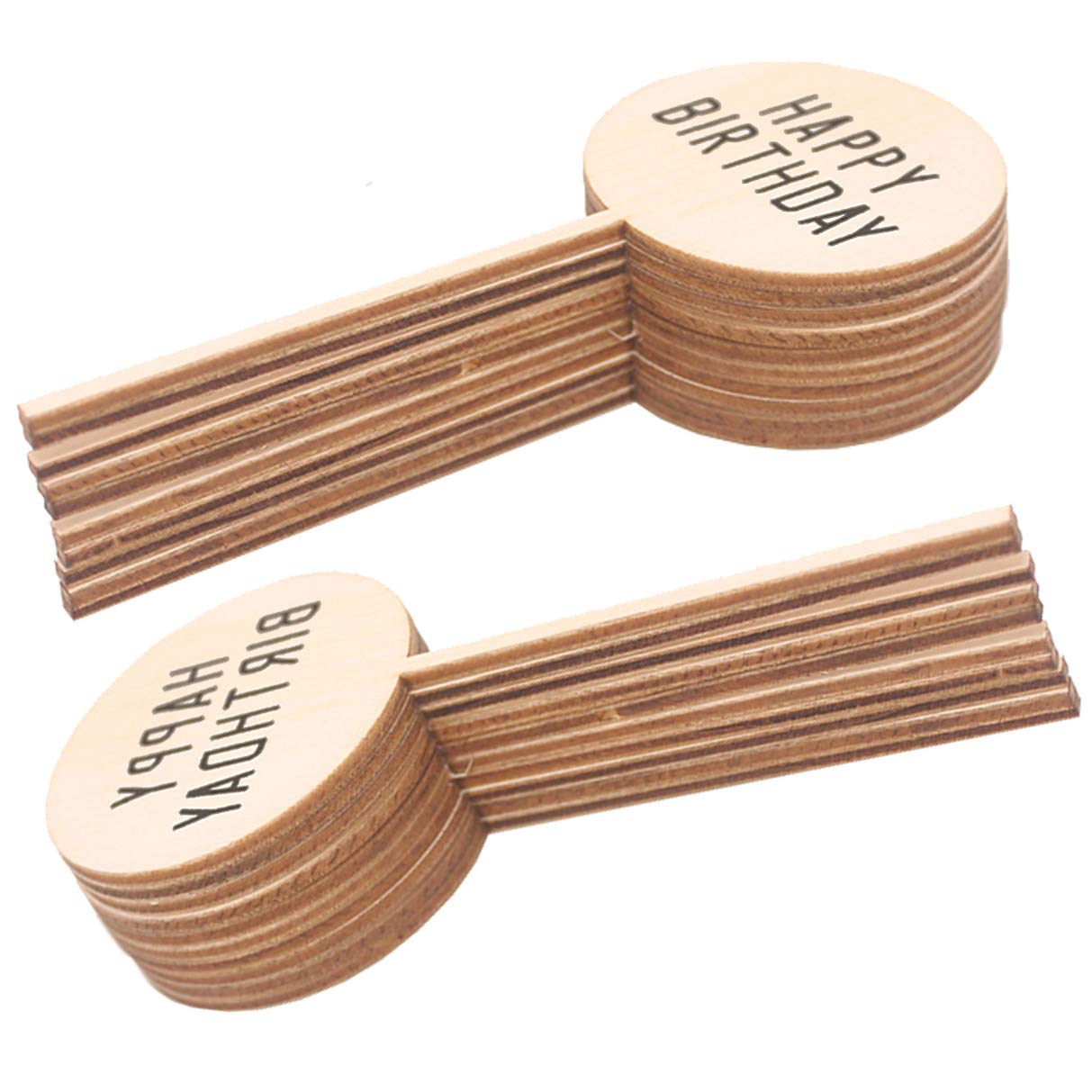 Photo 1 of 20Pcs Happy Birthday Cake Topper Rustic Wood Cupcake Topper for Various Birthday Party Cake Decorations Supplies