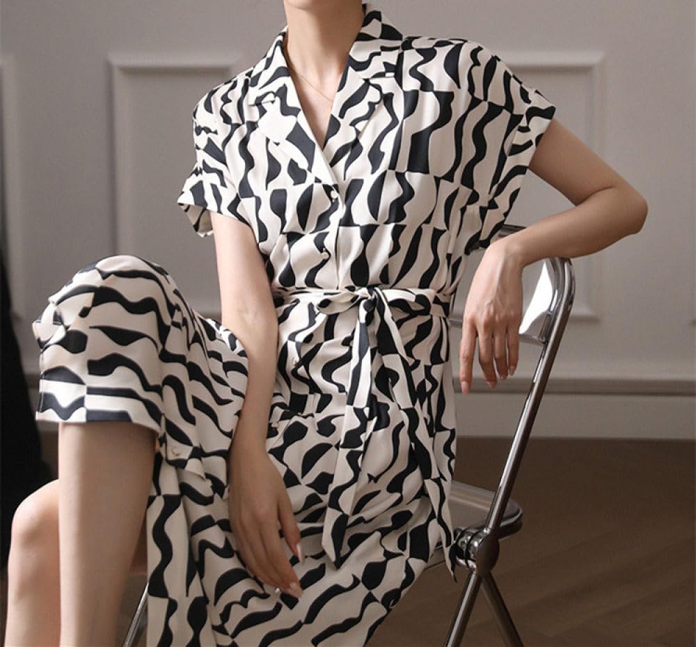 Oberteile Damen,Langes Tunika-Kleid Für Damen, Bluse, Hemden Mit Geometrischem Druck, Kurzärmelig, Weißes T-Shirt Mit V-Ausschnitt, Lässige, Lockere, Lange Bluse, Minikleider, Sommerblusen-Tunika-Ob